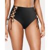 imageHolipick Women High Waisted Bikini Bottoms Tummy Control Swimsuit Bottoms Strappy Swim BottomBlack Tie