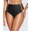 imageHolipick Women High Waisted Bikini Bottoms Tummy Control Swimsuit Bottoms Strappy Swim BottomBlack Tie