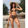 imageHolipick Women High Waisted Bikini Bottoms Tummy Control Swimsuit Bottoms Strappy Swim BottomBrown