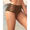 imageHolipick Women High Waisted Bikini Bottoms Tummy Control Swimsuit Bottoms Strappy Swim BottomBrown