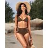 imageHolipick Women High Waisted Bikini Bottoms Tummy Control Swimsuit Bottoms Strappy Swim BottomBrown