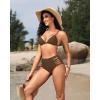 imageHolipick Women High Waisted Bikini Bottoms Tummy Control Swimsuit Bottoms Strappy Swim BottomBrown