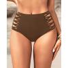 imageHolipick Women High Waisted Bikini Bottoms Tummy Control Swimsuit Bottoms Strappy Swim BottomBrown