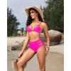imageHolipick Women High Waisted Bikini Bottoms Tummy Control Swimsuit Bottoms Strappy Swim BottomHot Pink