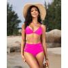 imageHolipick Women High Waisted Bikini Bottoms Tummy Control Swimsuit Bottoms Strappy Swim BottomHot Pink
