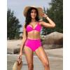 imageHolipick Women High Waisted Bikini Bottoms Tummy Control Swimsuit Bottoms Strappy Swim BottomHot Pink
