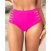 imageHolipick Women High Waisted Bikini Bottoms Tummy Control Swimsuit Bottoms Strappy Swim BottomHot Pink