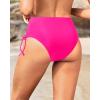 imageHolipick Women High Waisted Bikini Bottoms Tummy Control Swimsuit Bottoms Strappy Swim BottomHot Pink Tie
