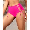 imageHolipick Women High Waisted Bikini Bottoms Tummy Control Swimsuit Bottoms Strappy Swim BottomHot Pink Tie