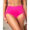 imageHolipick Women High Waisted Bikini Bottoms Tummy Control Swimsuit Bottoms Strappy Swim BottomHot Pink Tie