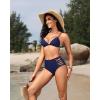 imageHolipick Women High Waisted Bikini Bottoms Tummy Control Swimsuit Bottoms Strappy Swim BottomNavy Blue