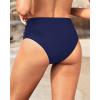 imageHolipick Women High Waisted Bikini Bottoms Tummy Control Swimsuit Bottoms Strappy Swim BottomNavy Blue