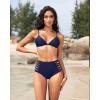 imageHolipick Women High Waisted Bikini Bottoms Tummy Control Swimsuit Bottoms Strappy Swim BottomNavy Blue