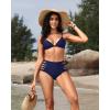 imageHolipick Women High Waisted Bikini Bottoms Tummy Control Swimsuit Bottoms Strappy Swim BottomNavy Blue