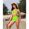 imageHolipick Women High Waisted Bikini Bottoms Tummy Control Swimsuit Bottoms Strappy Swim BottomNeon Green