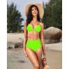 imageHolipick Women High Waisted Bikini Bottoms Tummy Control Swimsuit Bottoms Strappy Swim BottomNeon Green