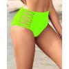 imageHolipick Women High Waisted Bikini Bottoms Tummy Control Swimsuit Bottoms Strappy Swim BottomNeon Green