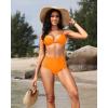 imageHolipick Women High Waisted Bikini Bottoms Tummy Control Swimsuit Bottoms Strappy Swim BottomOrange