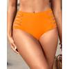 imageHolipick Women High Waisted Bikini Bottoms Tummy Control Swimsuit Bottoms Strappy Swim BottomOrange