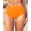 imageHolipick Women High Waisted Bikini Bottoms Tummy Control Swimsuit Bottoms Strappy Swim BottomOrange