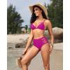 imageHolipick Women High Waisted Bikini Bottoms Tummy Control Swimsuit Bottoms Strappy Swim BottomPurple