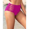 imageHolipick Women High Waisted Bikini Bottoms Tummy Control Swimsuit Bottoms Strappy Swim BottomPurple