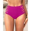 imageHolipick Women High Waisted Bikini Bottoms Tummy Control Swimsuit Bottoms Strappy Swim BottomPurple