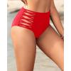 imageHolipick Women High Waisted Bikini Bottoms Tummy Control Swimsuit Bottoms Strappy Swim BottomRed