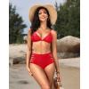 imageHolipick Women High Waisted Bikini Bottoms Tummy Control Swimsuit Bottoms Strappy Swim BottomRed