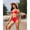 imageHolipick Women High Waisted Bikini Bottoms Tummy Control Swimsuit Bottoms Strappy Swim BottomRed