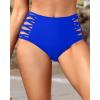imageHolipick Women High Waisted Bikini Bottoms Tummy Control Swimsuit Bottoms Strappy Swim BottomRoyal Blue