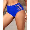 imageHolipick Women High Waisted Bikini Bottoms Tummy Control Swimsuit Bottoms Strappy Swim BottomRoyal Blue