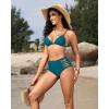 imageHolipick Women High Waisted Bikini Bottoms Tummy Control Swimsuit Bottoms Strappy Swim BottomTeal