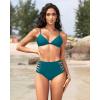imageHolipick Women High Waisted Bikini Bottoms Tummy Control Swimsuit Bottoms Strappy Swim BottomTeal
