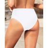 imageHolipick Women High Waisted Bikini Bottoms Tummy Control Swimsuit Bottoms Strappy Swim BottomWhite
