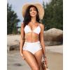 imageHolipick Women High Waisted Bikini Bottoms Tummy Control Swimsuit Bottoms Strappy Swim BottomWhite