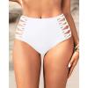 imageHolipick Women High Waisted Bikini Bottoms Tummy Control Swimsuit Bottoms Strappy Swim BottomWhite