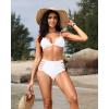 imageHolipick Women High Waisted Bikini Bottoms Tummy Control Swimsuit Bottoms Strappy Swim BottomWhite
