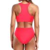 imageHolipick Women High Waisted Two Piece Bikini Set Racerback Bathing Suit Sporty Crop Top with Bottom for Teen GirlsRed