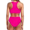 imageHolipick Women High Waisted Two Piece Bikini Set Racerback Bathing Suit Sporty Crop Top with Bottom for Teen GirlsSolid Pink