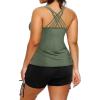 imageHolipick Women Plus Size Tankini Swimsuits Athletic Two Piece Tummy Control Bathing Suits with Drawstring ShortsArmy Green