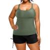 imageHolipick Women Plus Size Tankini Swimsuits Athletic Two Piece Tummy Control Bathing Suits with Drawstring ShortsArmy Green