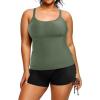 imageHolipick Women Plus Size Tankini Swimsuits Athletic Two Piece Tummy Control Bathing Suits with Drawstring ShortsArmy Green