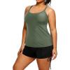 imageHolipick Women Plus Size Tankini Swimsuits Athletic Two Piece Tummy Control Bathing Suits with Drawstring ShortsArmy Green