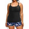 imageHolipick Women Plus Size Tankini Swimsuits Athletic Two Piece Tummy Control Bathing Suits with Drawstring ShortsBlack Flamingo
