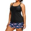 imageHolipick Women Plus Size Tankini Swimsuits Athletic Two Piece Tummy Control Bathing Suits with Drawstring ShortsBlack Flamingo
