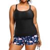 imageHolipick Women Plus Size Tankini Swimsuits Athletic Two Piece Tummy Control Bathing Suits with Drawstring ShortsBlack Flamingo