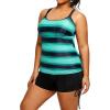 imageHolipick Women Plus Size Tankini Swimsuits Athletic Two Piece Tummy Control Bathing Suits with Drawstring ShortsBlue Stripe