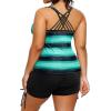 imageHolipick Women Plus Size Tankini Swimsuits Athletic Two Piece Tummy Control Bathing Suits with Drawstring ShortsBlue Stripe