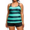 imageHolipick Women Plus Size Tankini Swimsuits Athletic Two Piece Tummy Control Bathing Suits with Drawstring ShortsBlue Stripe